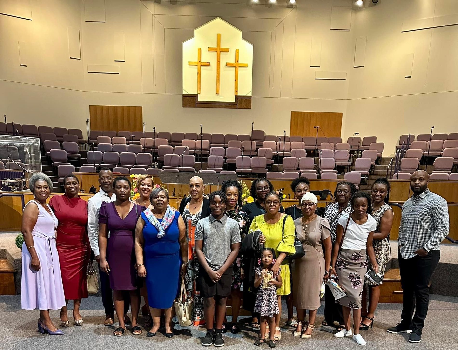 Collins family gathered at Sunday service, 2024